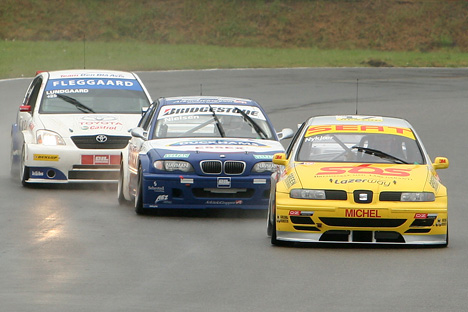 Michael Nykjær (Seat(, John Nielsen (BMW) samt Henrik Lundgaard (Toyota).
(Foto: Motorsporten.dk)